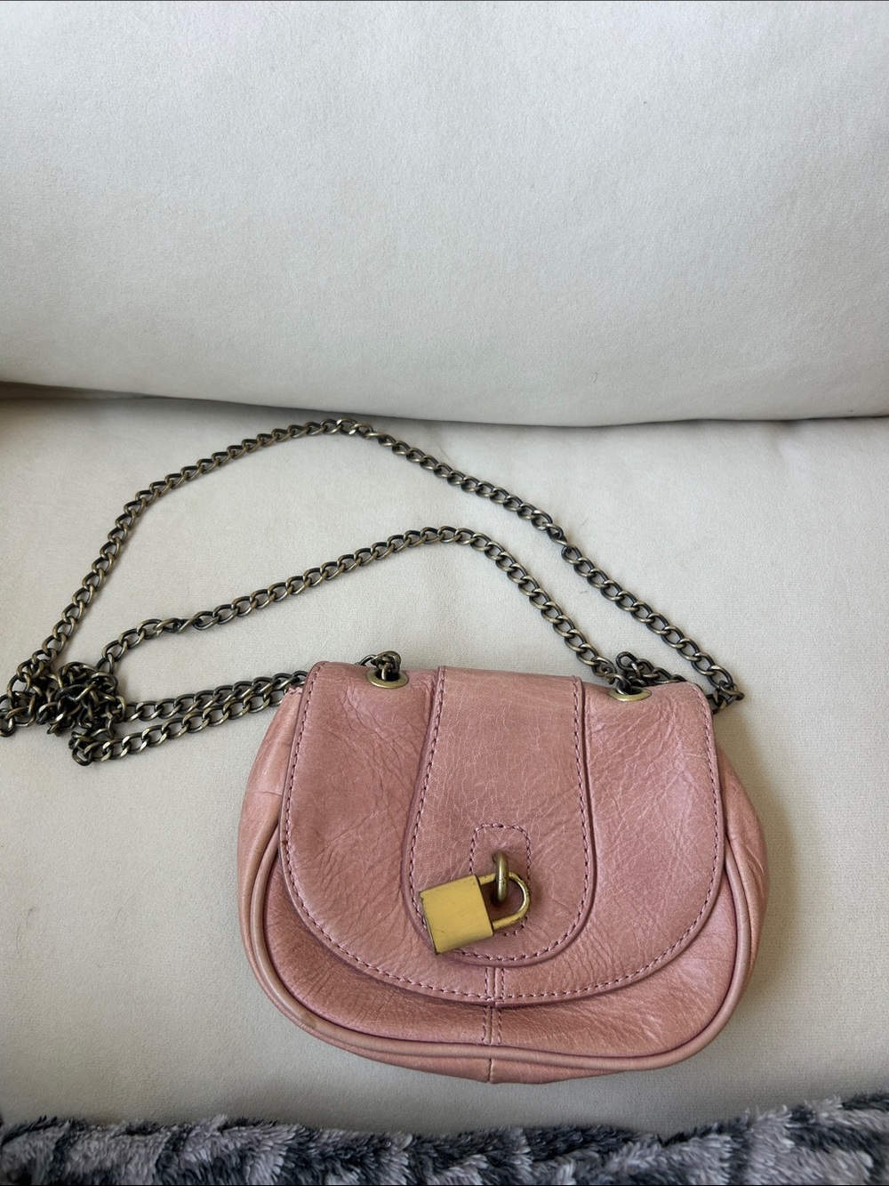 Banana Republic Pink Leather Crossbody Bag with Chain Strap
